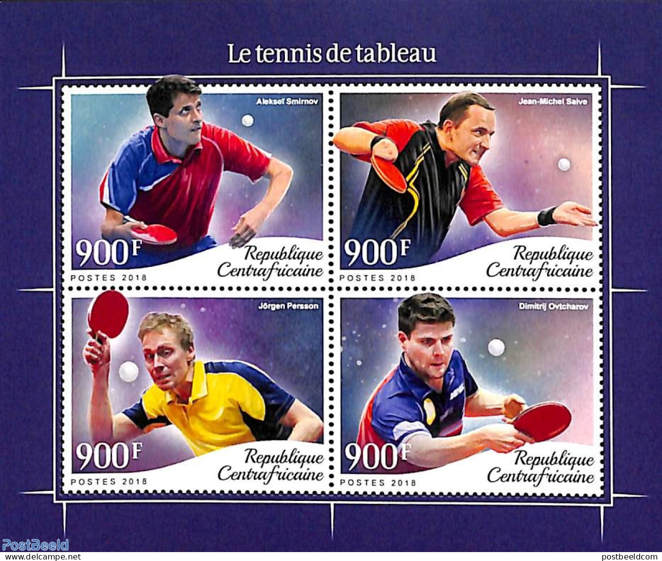 Central Africa 2018 Table Tennis 4v M/s, Mint NH, Sport - Table Tennis - Tennis De Table