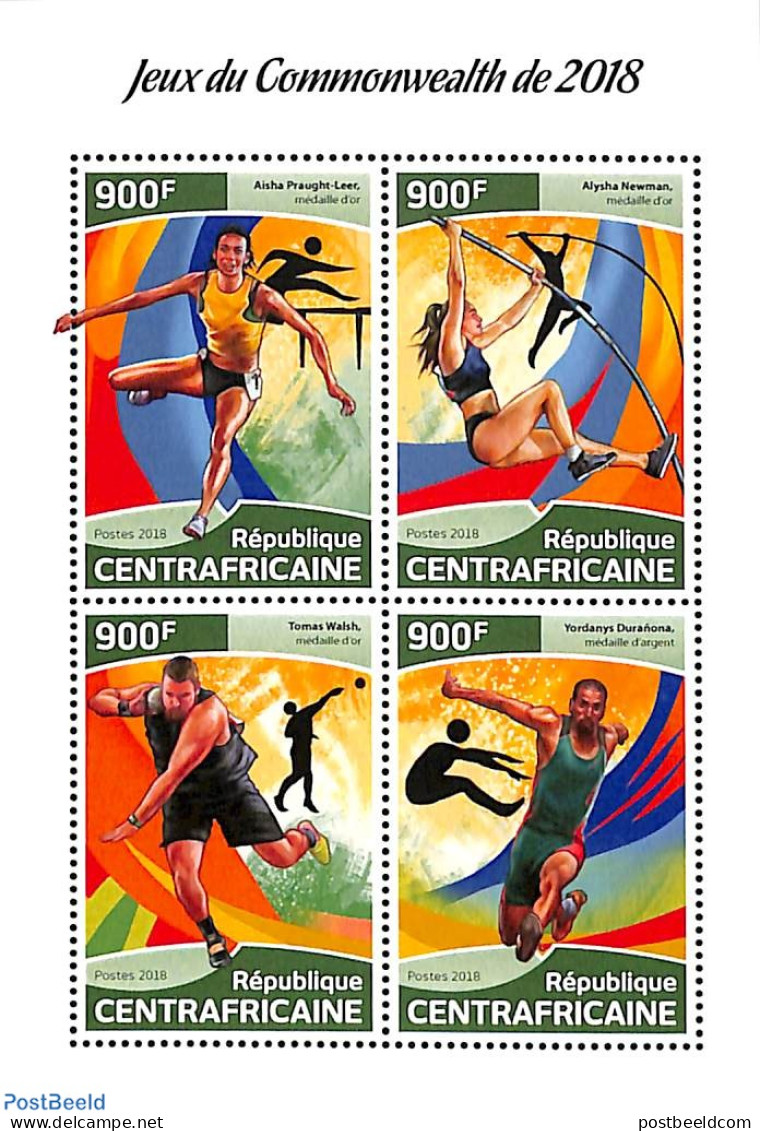 Central Africa 2018 Commonwealth Games 4v M/s, Mint NH, Sport - Sport (other And Mixed) - Centrafricaine (République)