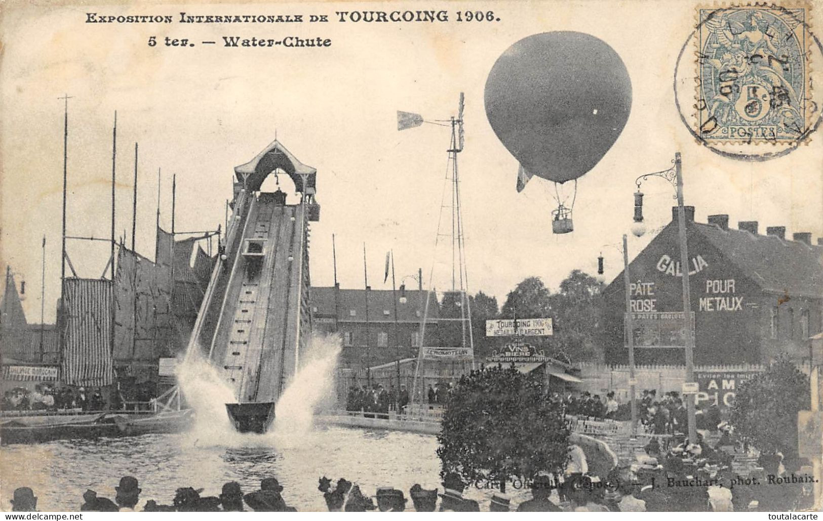 CPA 59 EXPOSITION DE TOURCOING 1906  WATER CHUTE  BALLON DIRIGEABLE - Tourcoing