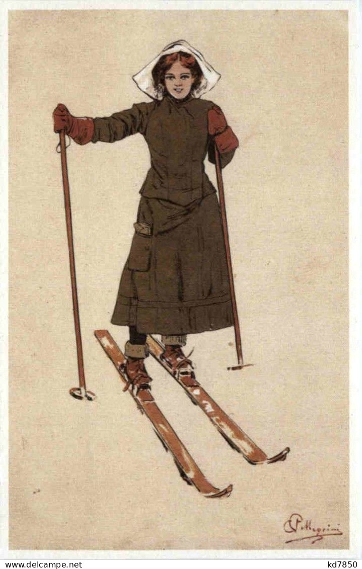 Ski - Künstlerkarte Magrini - Repro - Sports D'hiver