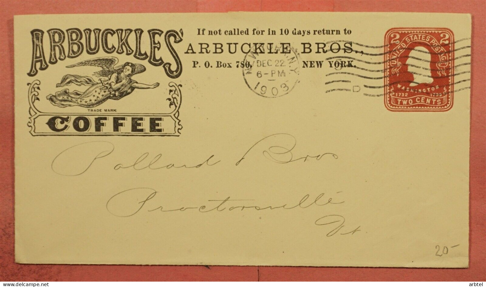 ESTADOS UNIDOS ENTERO POSTAL ARBUCKLES COFFEE CAFE 1909 - Otros & Sin Clasificación