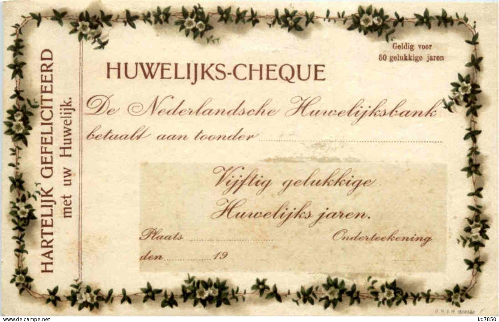 Huweliks Cheque - Anniversaire