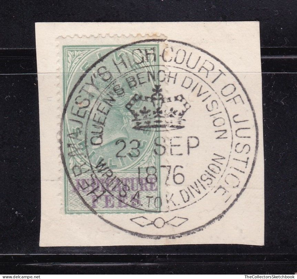 GB  QV  Fiscals / Revenues Judicature Fees 5/- Green And Violet, Barefoot 9 On A Piece Good Used - Revenue Stamps