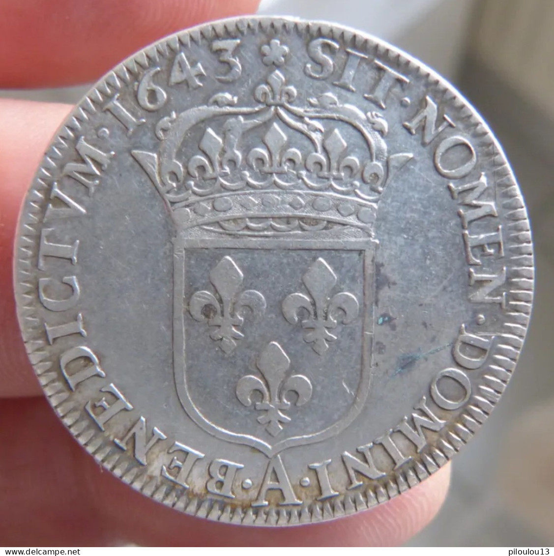 1/2 Ecu De Louis XIII 1643 A  - Rose - 2ème Poinçon De Warin - 1610-1643 Luigi XIII Il Giusto