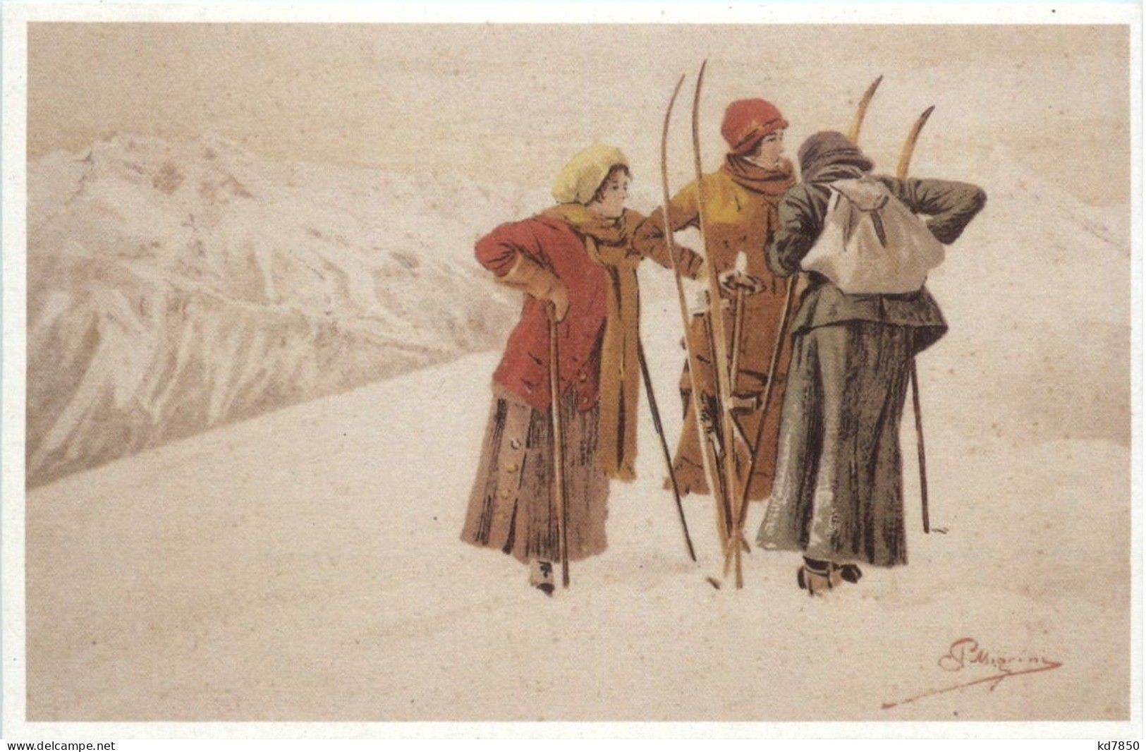 Ski - Künstlerkarte Magrini - Repro - Winter Sports