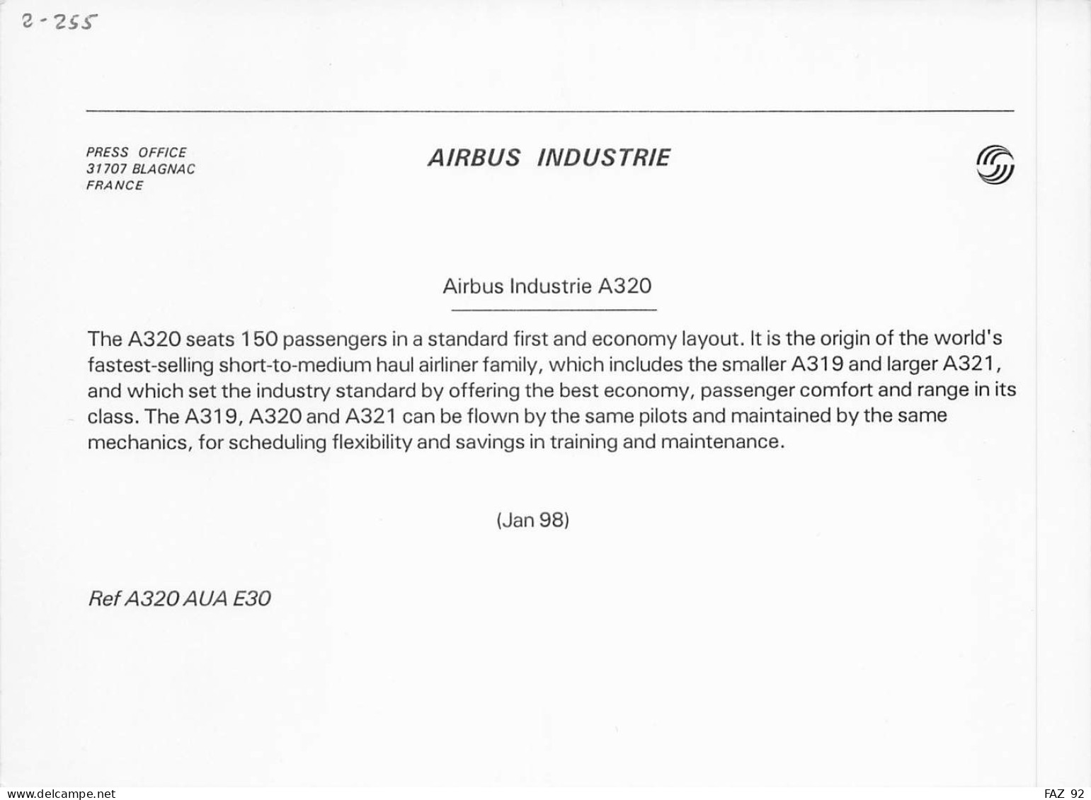 Airbus A320 In Austrian Airlines Colours - +/- 180 X 130 Mm. - Photo De Presse - Aviazione