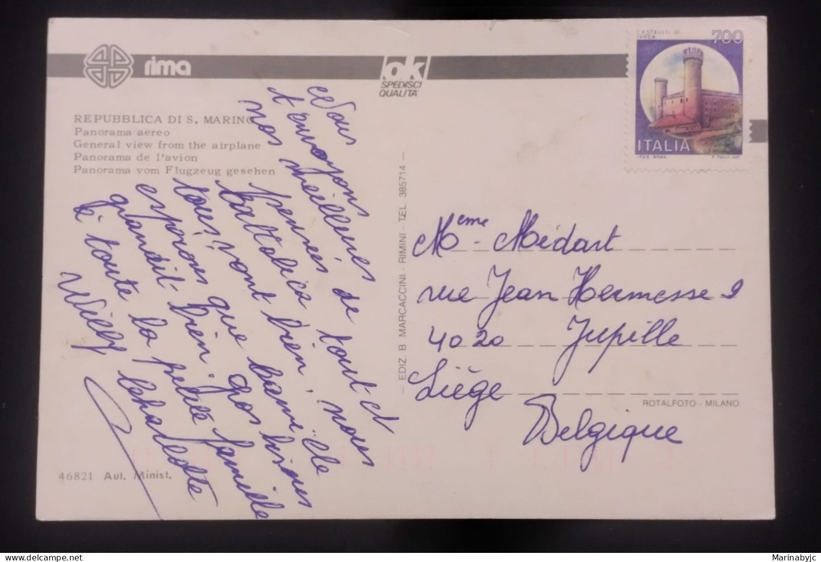 D)1980, ITALY, POSTCARD SENT TO BELGIUM, WITH STAMP CASTLES OF ITALY, CASTLE OF THE RED TOWERS, XF - Sin Clasificación