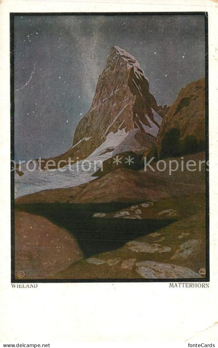 13573062 Zermatt VS Matterhorn Walliser Alpen Lithographie Wieland Kuenstlerkart - Other & Unclassified