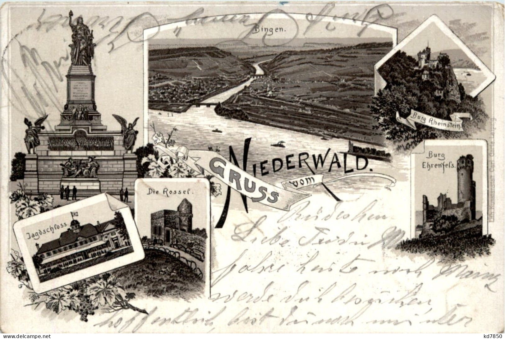 Gruss Vom Niederwald - Litho - Bingen