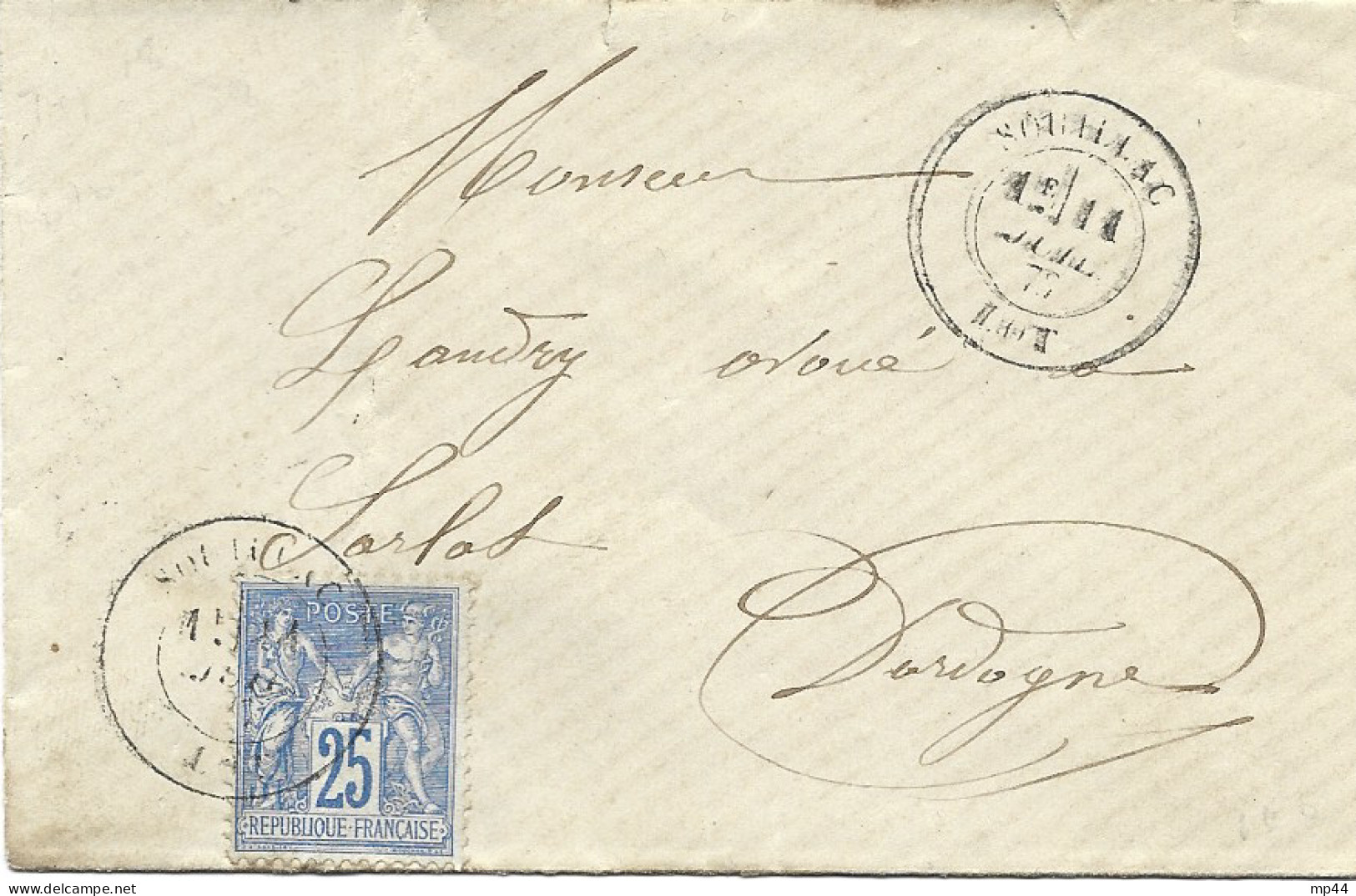 1L1 --- 46 SOUILLAC Type 18 25c Sage - 1877-1920: Période Semi Moderne