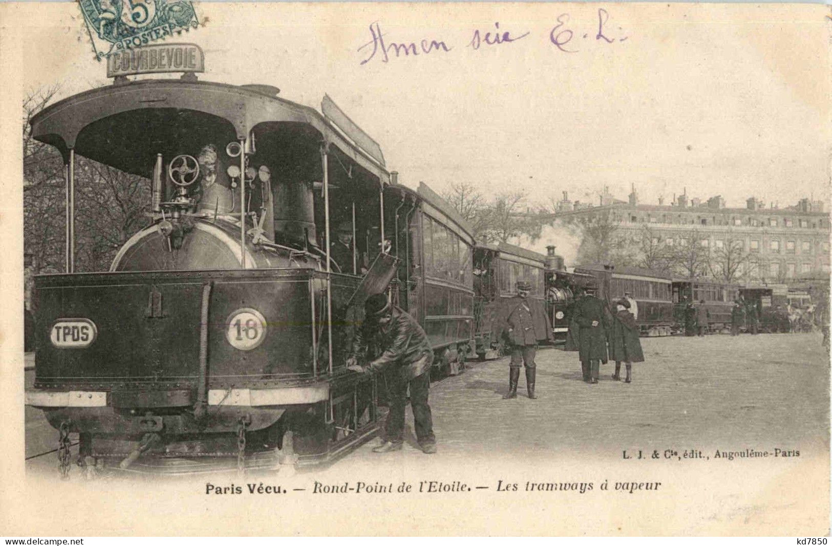 Paris Vecu - Rond Point De L Etoile - Les Tramways A Vapeur - Metro, Stations