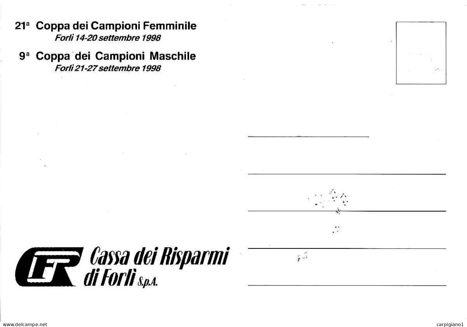 ITALIA ITALY - 1998 FORLI' Coppa Europa SOFTBALL Maschile E Femminile Su Cartolina Speciale FIBS - 8295 - 1991-00: Marcophilia