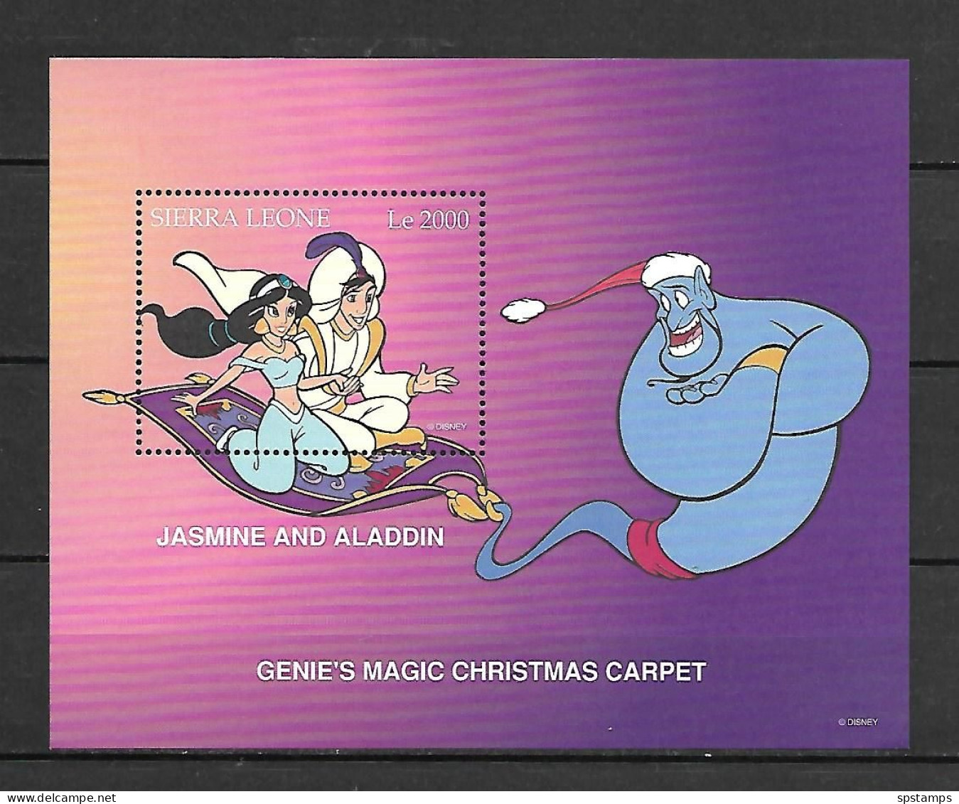 Disney Sierra Leone 1997 Jasmin And Aladdin - Genie's Magic Christmas Carpet MS MNH - Disney