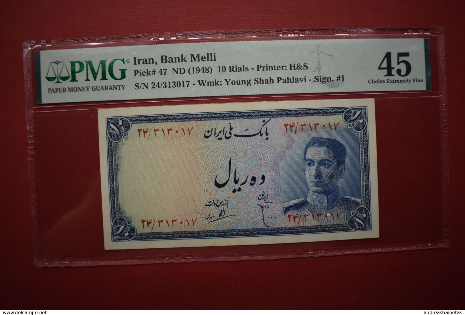 Banknotes Iran 10 Rials  1948  Mohammad Rezā Pahlavī PMG 45 - Iran