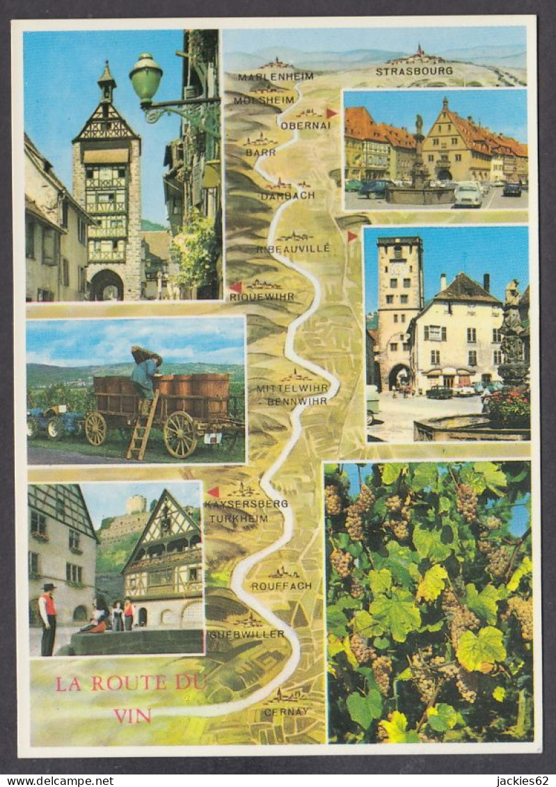 123740/ ALSACE, La Route Du Vin, Carte Géographique Illustrée - Alsace