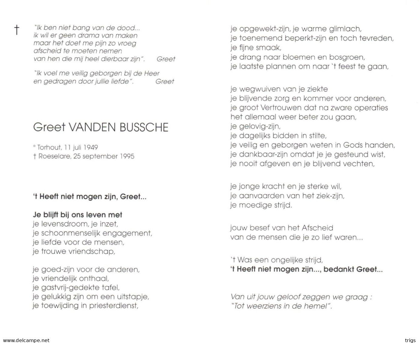 Greet Vanden Bussche (1949-1995) - Imágenes Religiosas