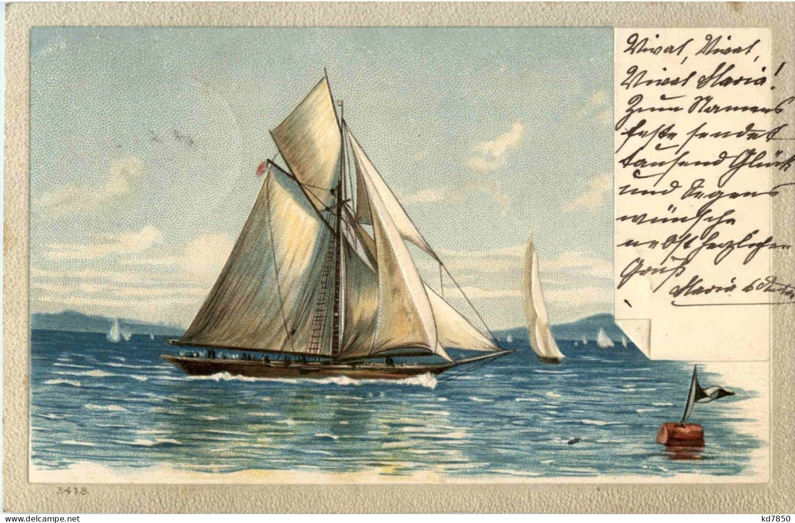 Segelboot - Prägekarte - Sailing Vessels