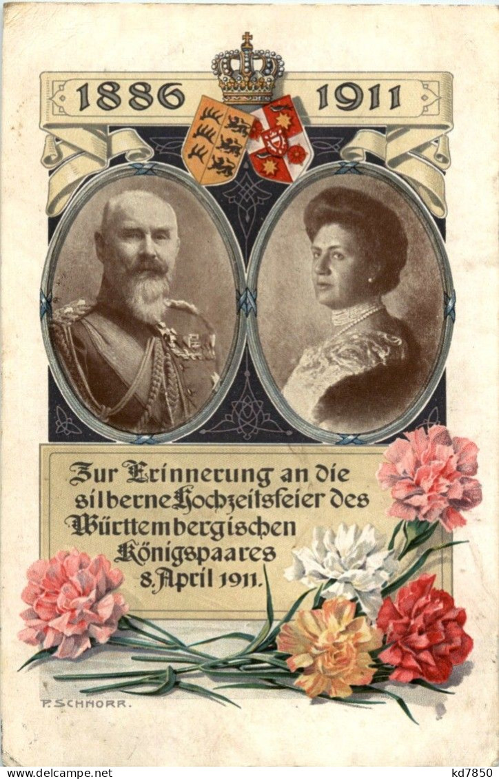 Silberne Hochzeit Württembergisches Königspaar - Familles Royales