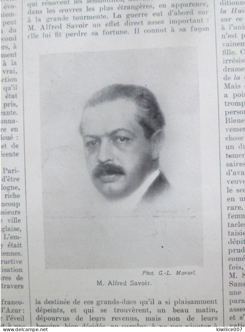 1924 ALFRED SAVOIR  Acteur Dramatique Théatre - Ohne Zuordnung