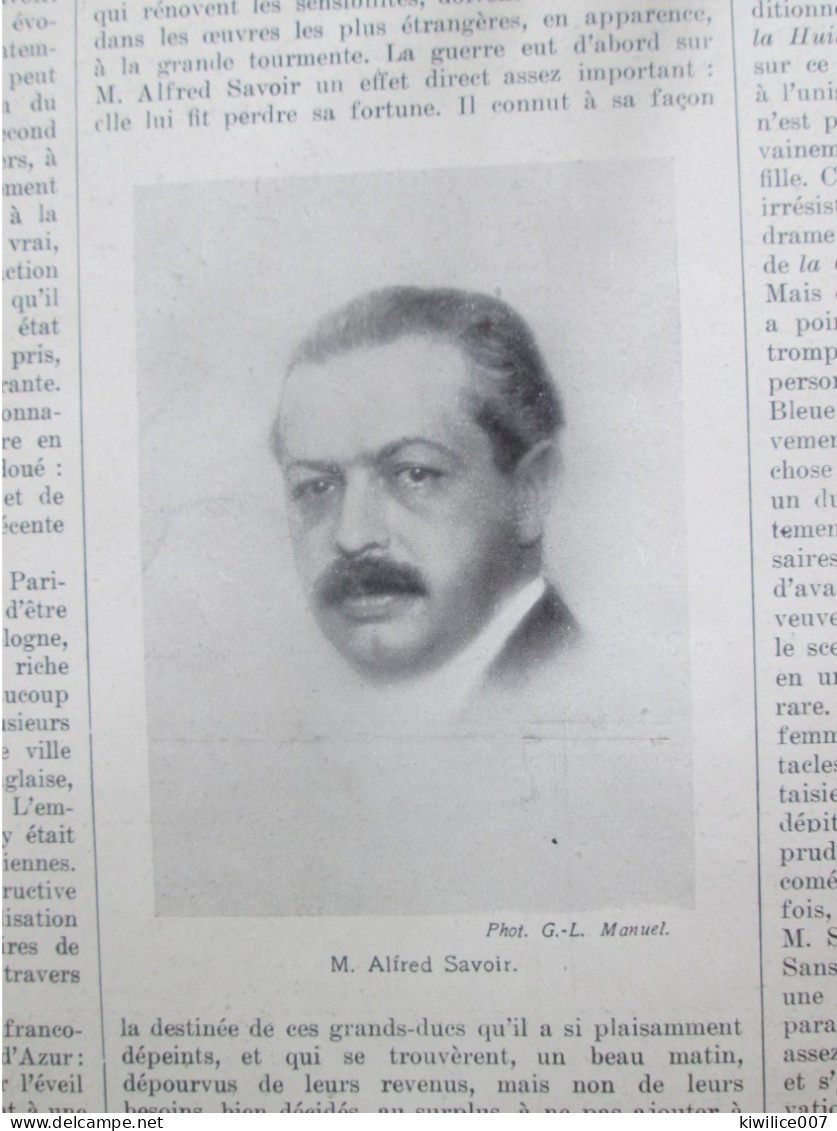 1924 ALFRED SAVOIR  Acteur Dramatique Théatre - Zonder Classificatie