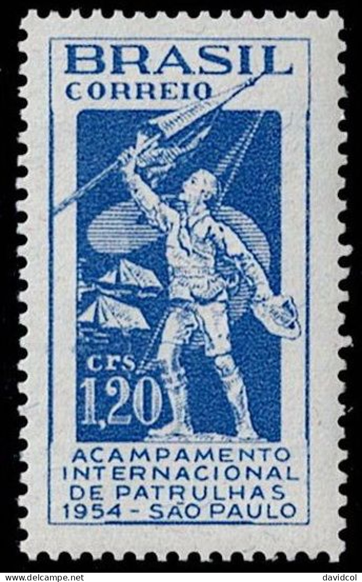 BRA-01- BRAZIL - 1954 - MNH -SCOUTS- BOY SCOUT WAVING FLAG - Nuovi