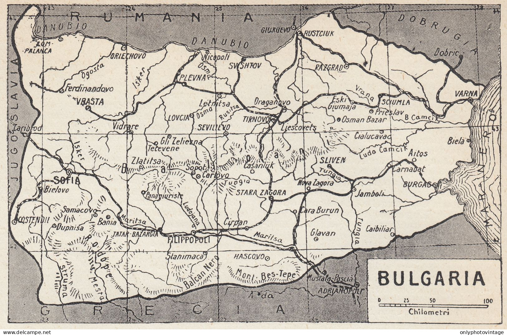 Bulgaria - Mappa Epoca - 1925 Vintage Map - Geographische Kaarten