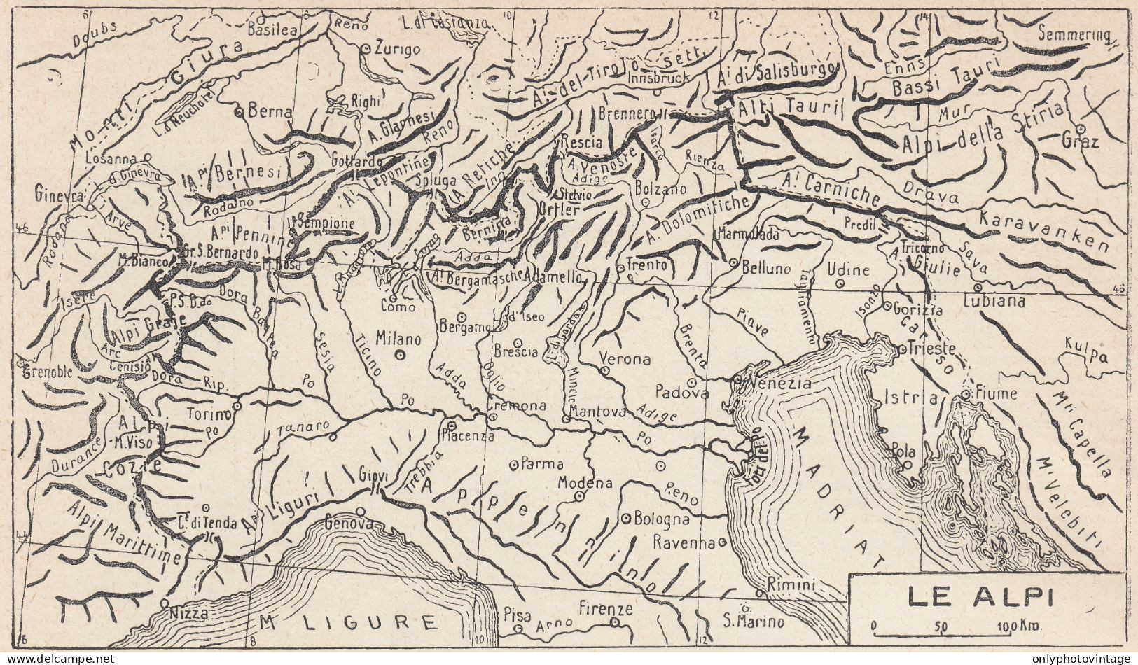 Italia - Le Alpi - Mappa Epoca - 1925 Vintage Map - Landkarten