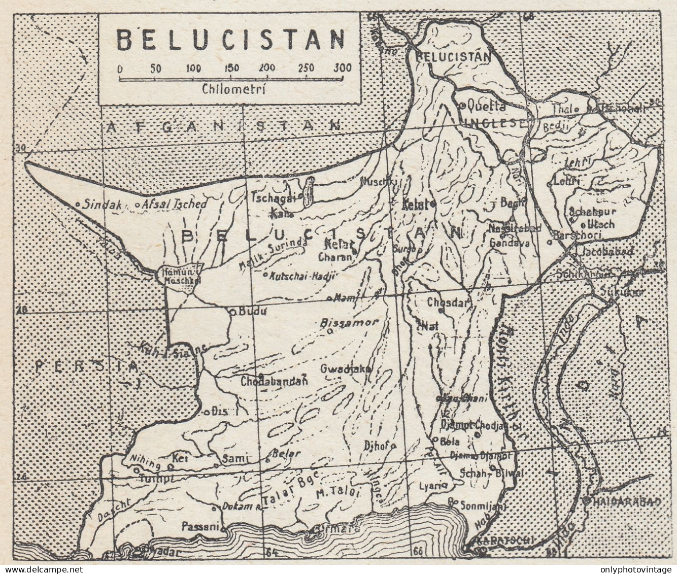 Pakistan - Belucistan - Mappa Epoca - 1925 Vintage Map - Carte Geographique