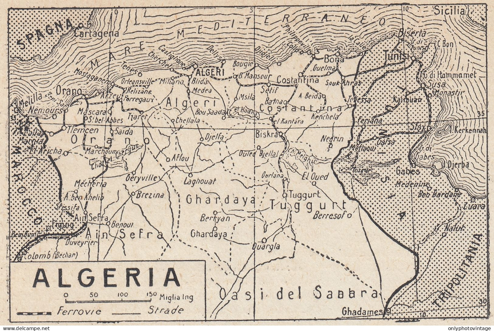 Algeria - Mappa Epoca 1925 Vintage Map - Mapas Geográficas