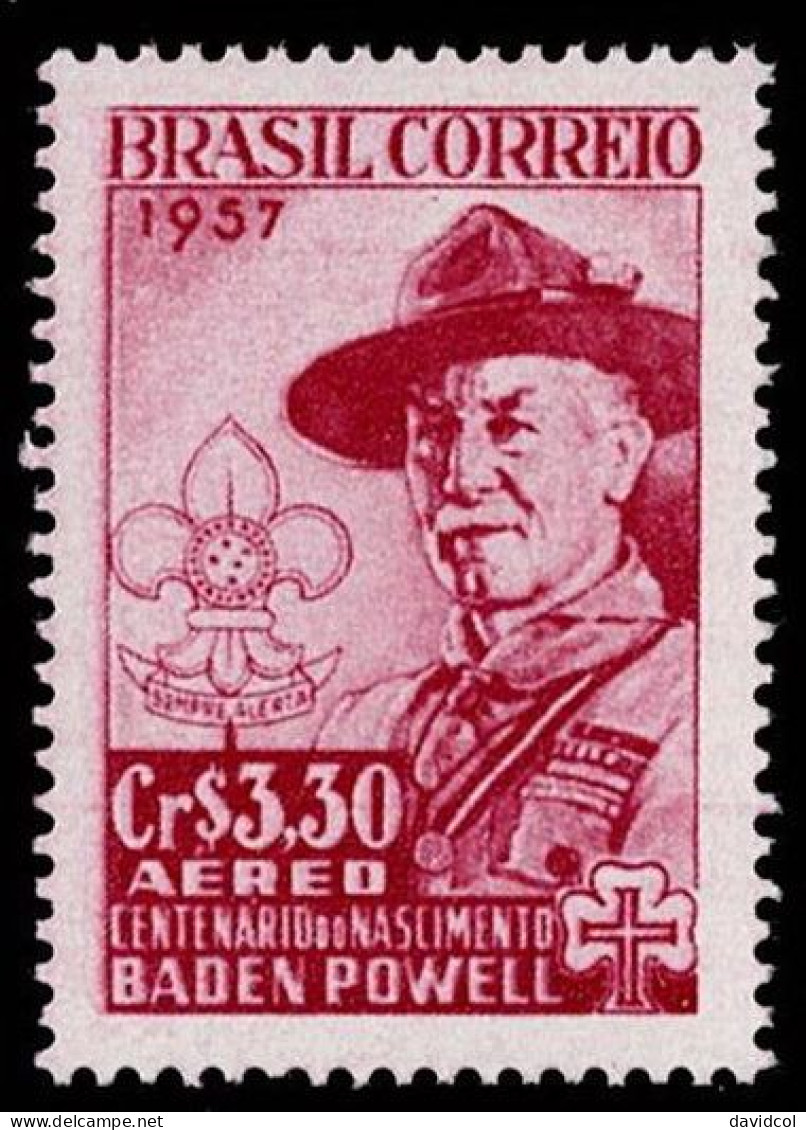 BRA-02- BRAZIL - 1957 - MNH -SCOUTS- LORD BADEN-POWELL - Ongebruikt