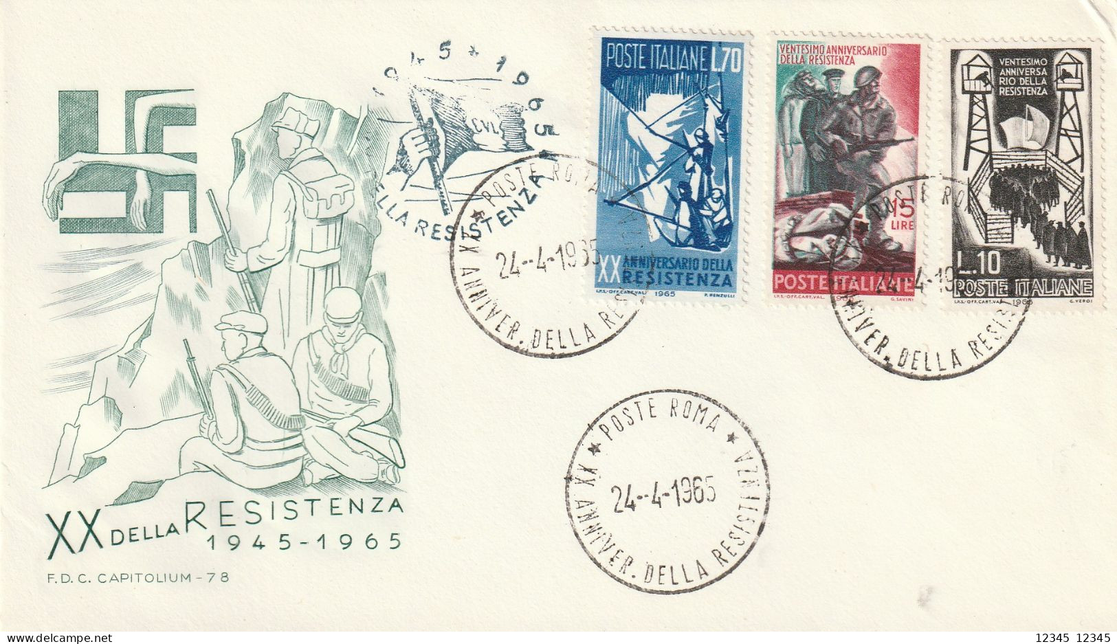 Italië 1965, FDC Unused, 20th Anniversary Of The Resistance. - FDC