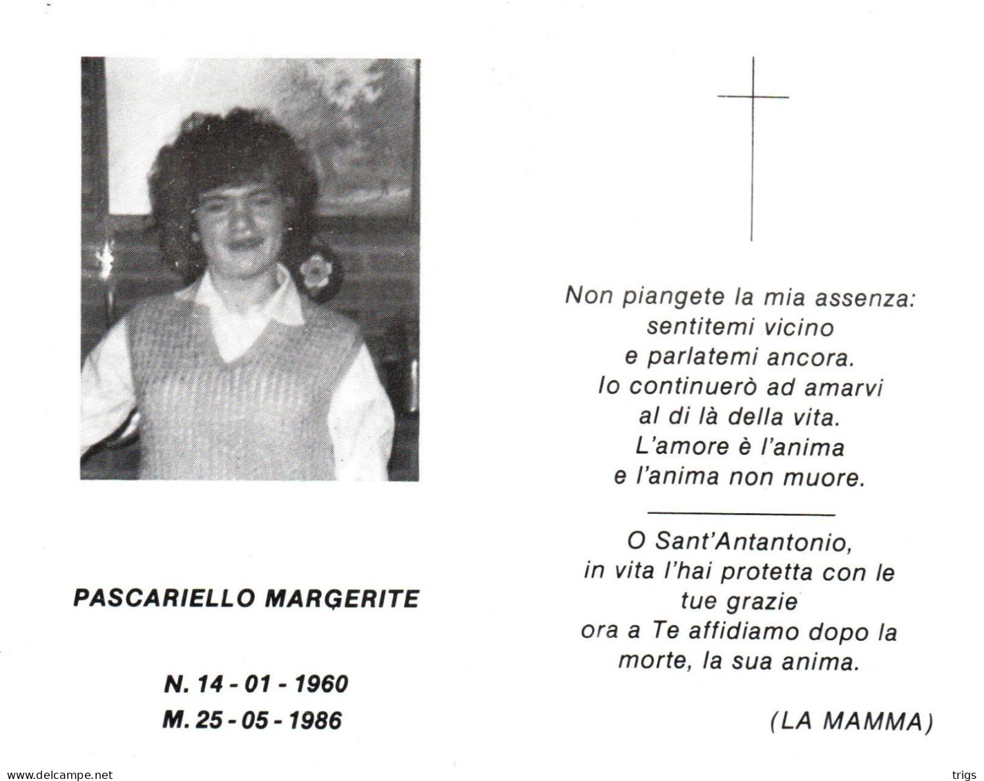 Margerite Pascariello (1960-1986) - Devotieprenten