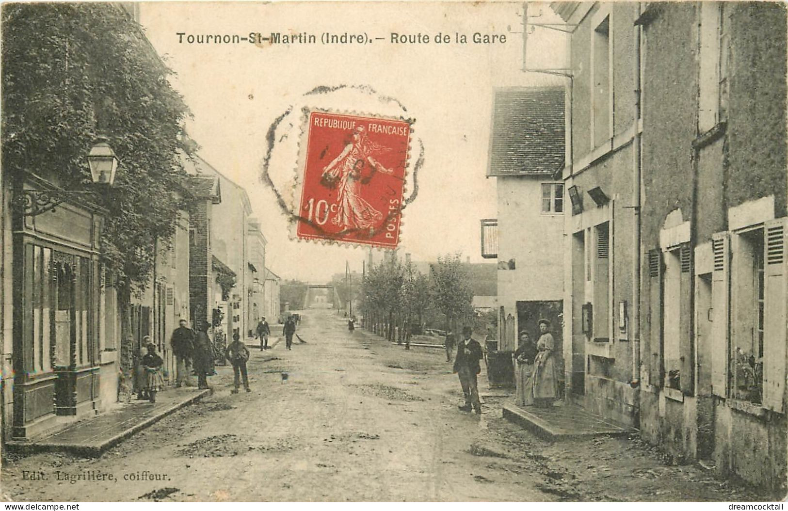 36 TOURNON SAINT MARTIN. La Poste Et Café Route De La Gare 1908 - Other & Unclassified