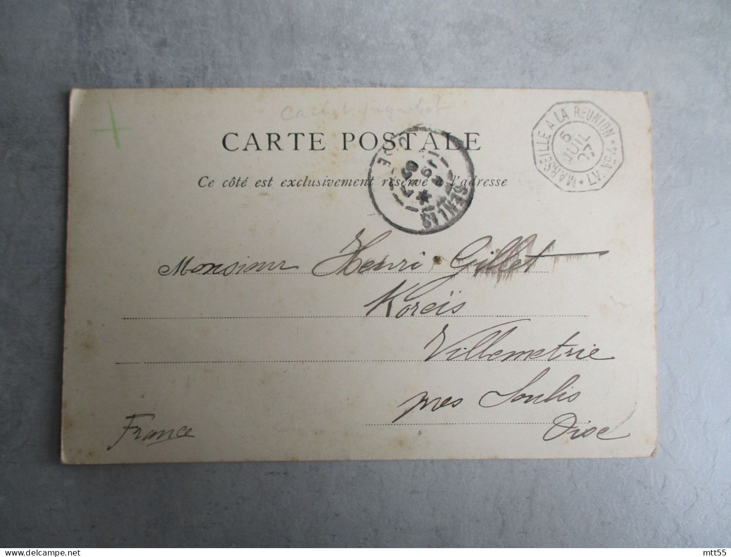 1907 POSTE MARITIME MARSEILLE A LA REUION  L V N 4  SUR CARTE DJIBOUTI - 1877-1920: Periodo Semi Moderno