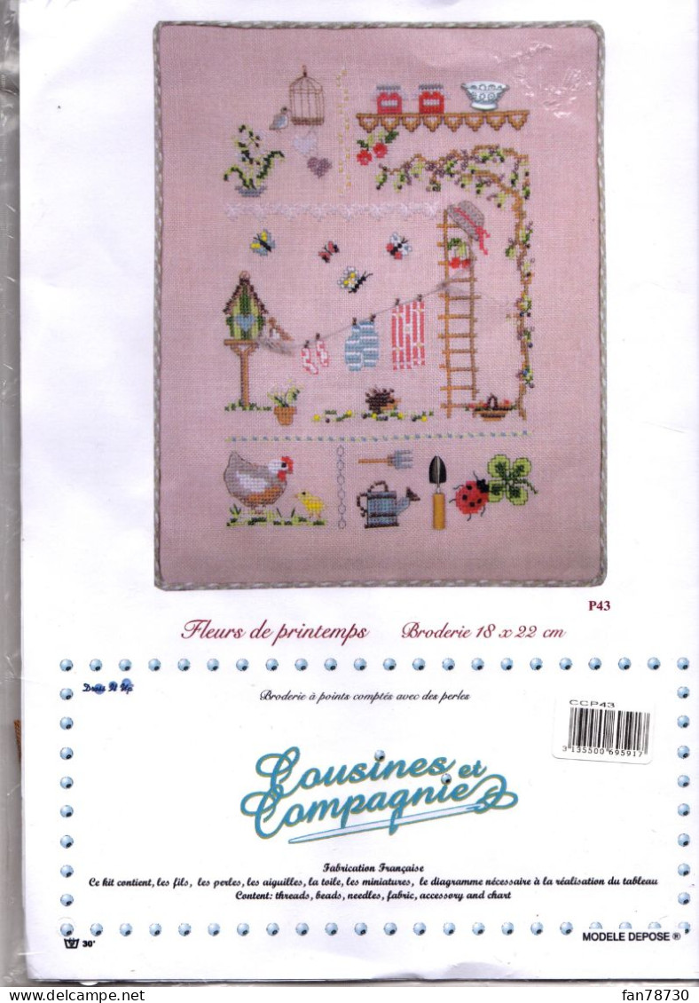 Kit Broderie à Points Comptés "Fleurs De Printemps" - Frais Du Site Déduits - Encajes Y Tejidos