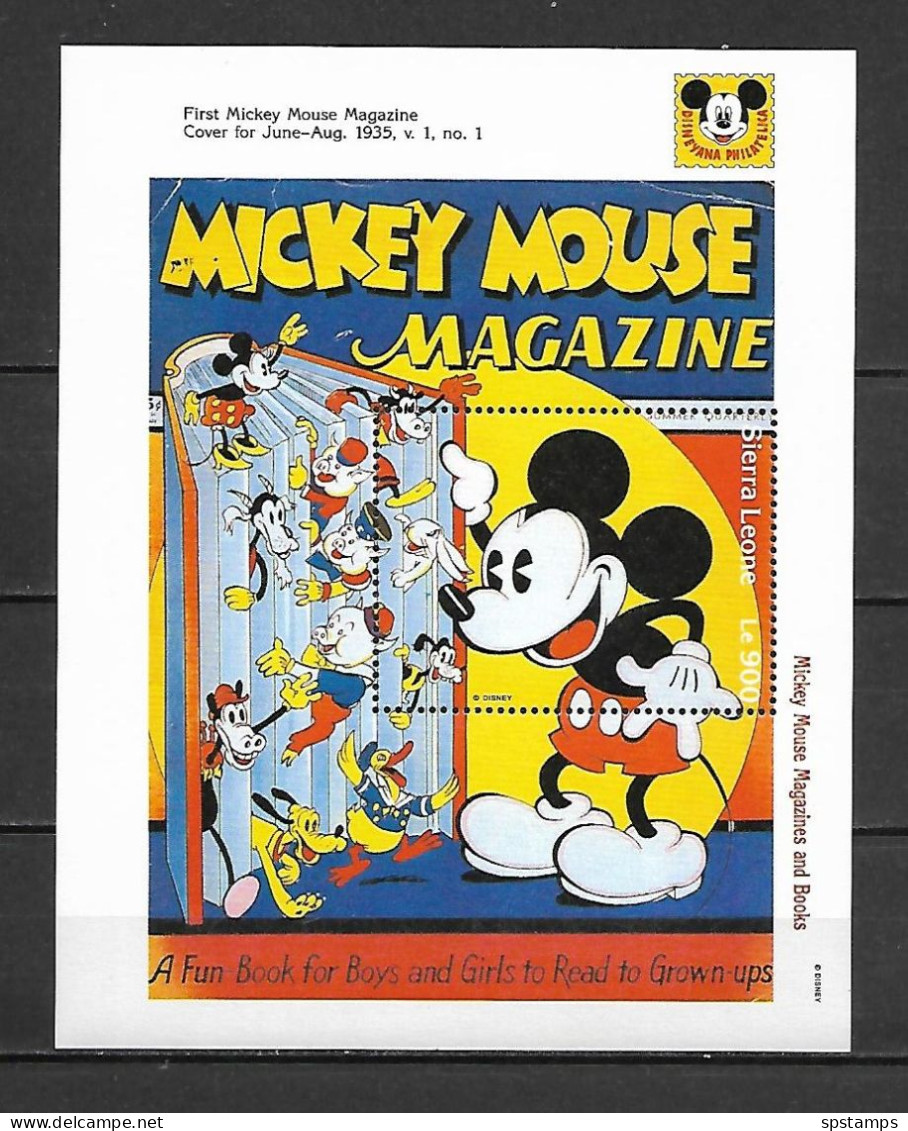 Disney Sierra Leone 1992 Mickey Mouse Magazines And Books #3 MS MNH - Disney