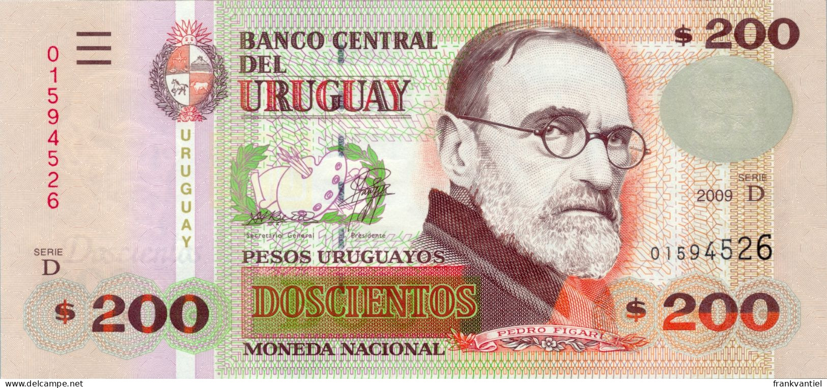 Uruguay P-89b 200 Pesos Uruguayos 2009 UNC - Uruguay