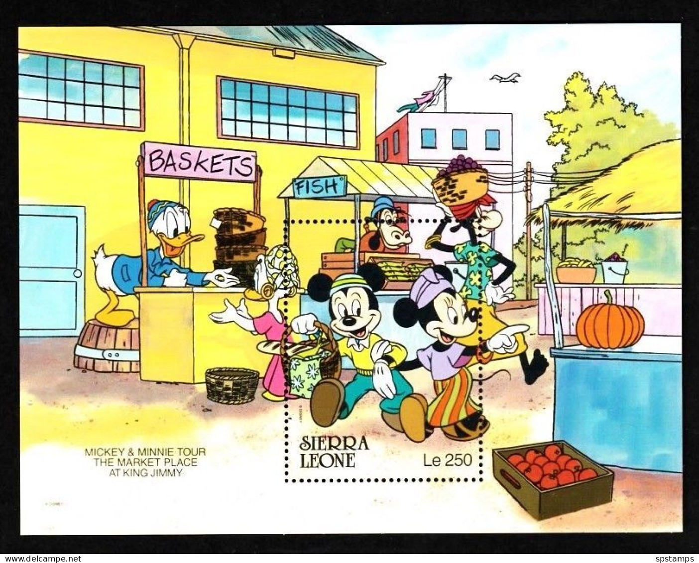 Disney Sierra Leone 1990 Mickey & Minnie Tour The Market Place At King Jimmy MS MNH - Disney