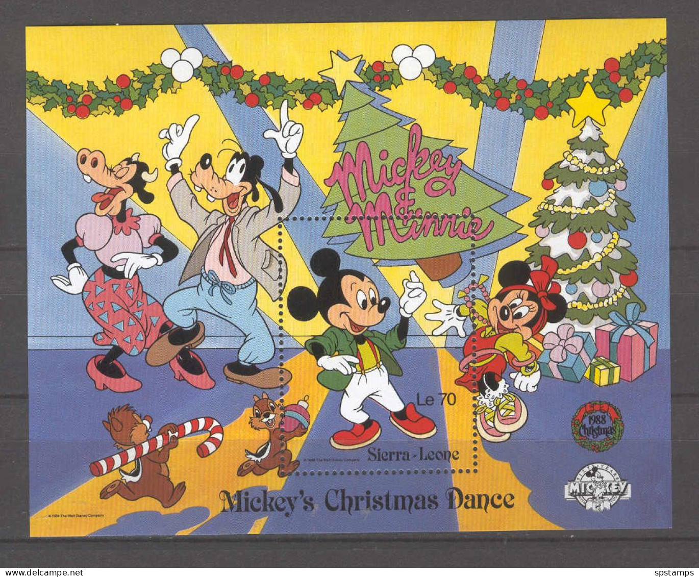 Disney Sierra Leone 1988 Mickey's Christmas Dance #2 MS MNH - Disney