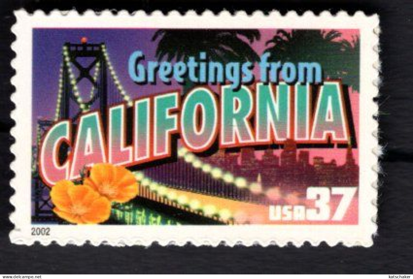 2017228619  2002  SCOTT 3700 (XX) POSTFRIS MINT NEVER HINGED - GREETINGS FROM AMERICA - CALIFORNIA - Unused Stamps