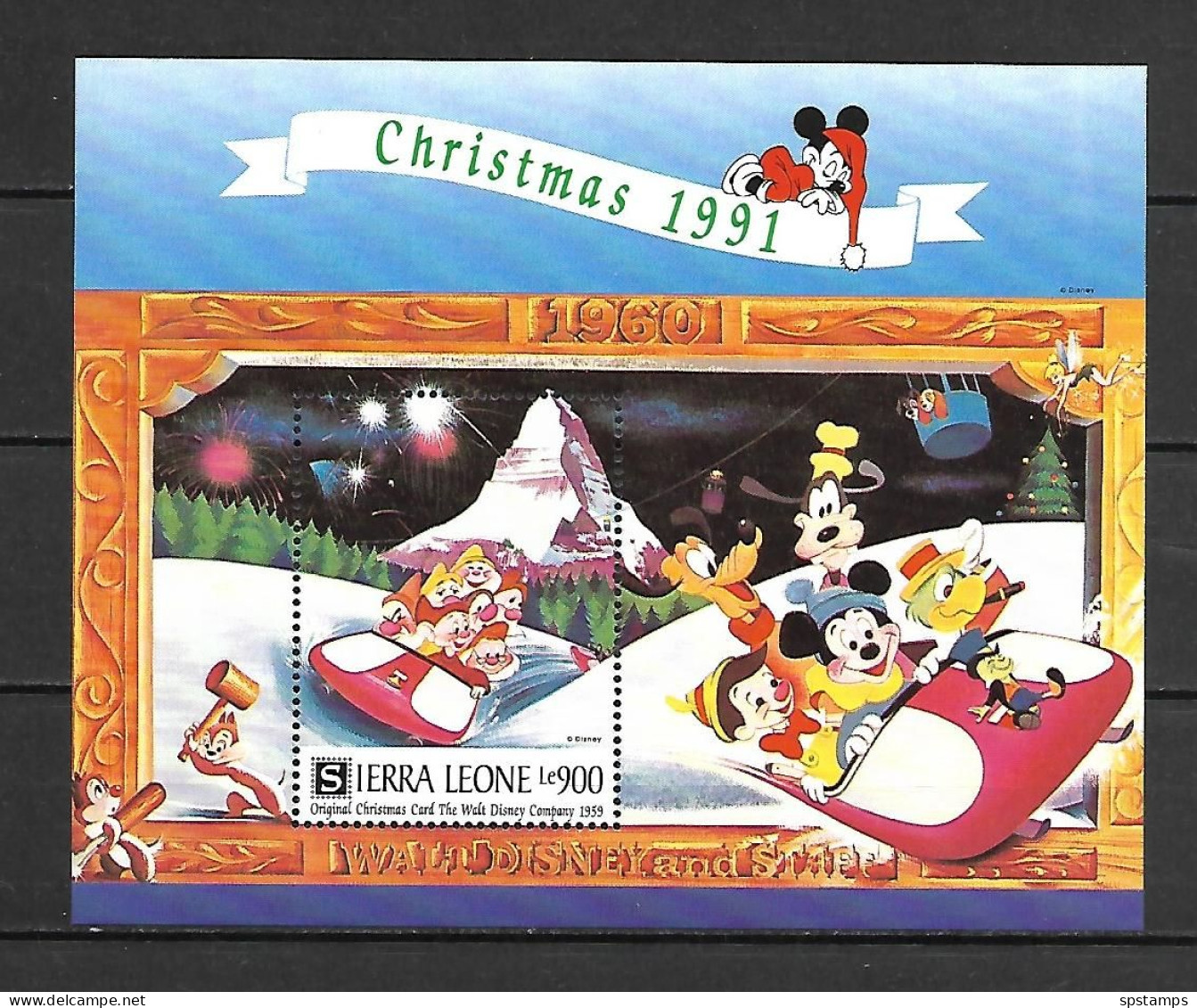 Disney Sierra Leone 1991 Christmas Cards #3 MS MNH - Disney