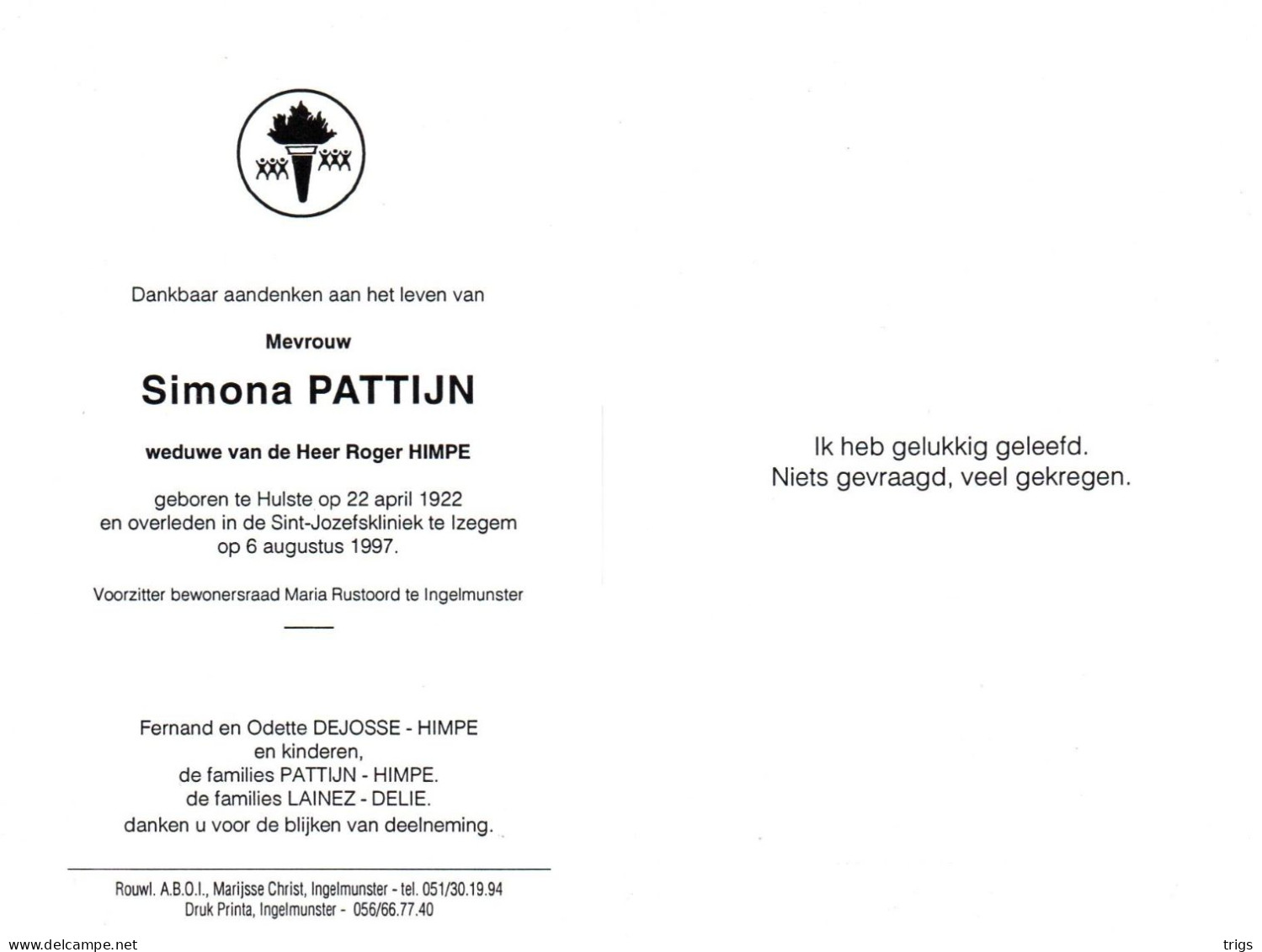 Simona Pattijn (1922-1997) - Images Religieuses