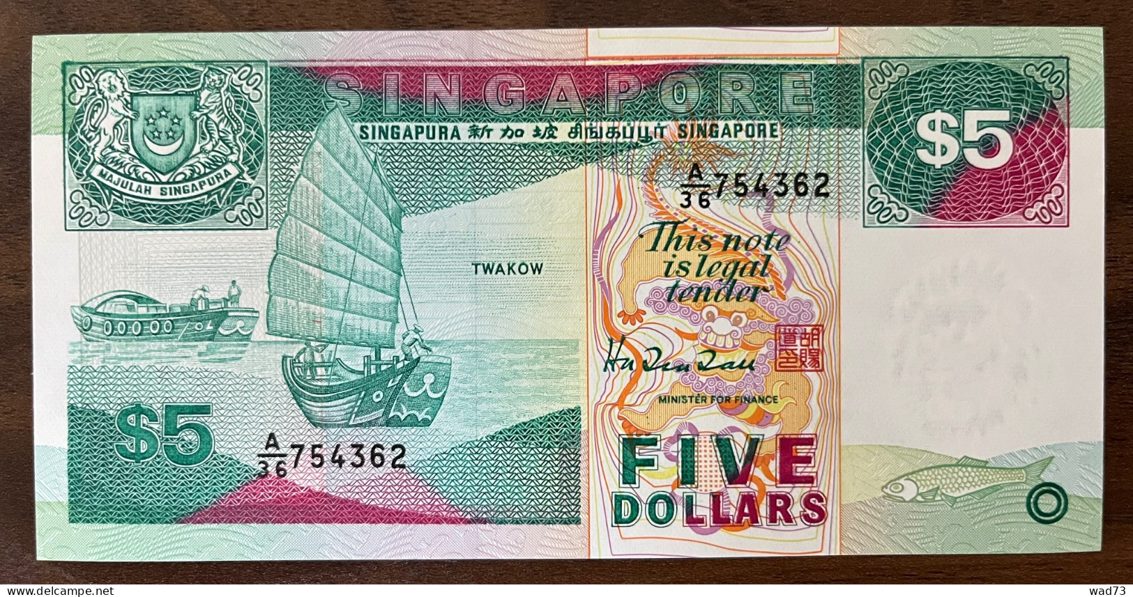 5 Dollars 1989, P.19 UNC / NEUF - Singapore
