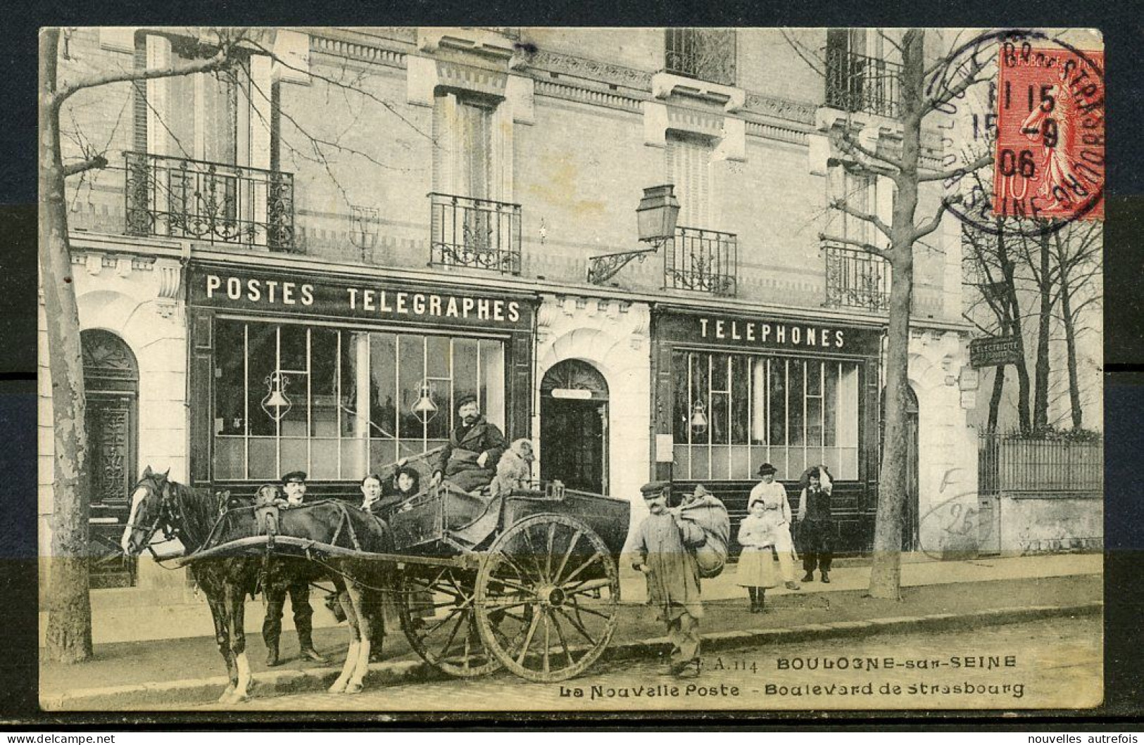 BOULOGNE SUR SEINE - LA NOUVELLE POSTE - BOULEVARD DE STRASBOURG ET CACHET - CALECHE, BADEAUX ,CURIEUX BELLE ANIMATION. - Boulogne Billancourt