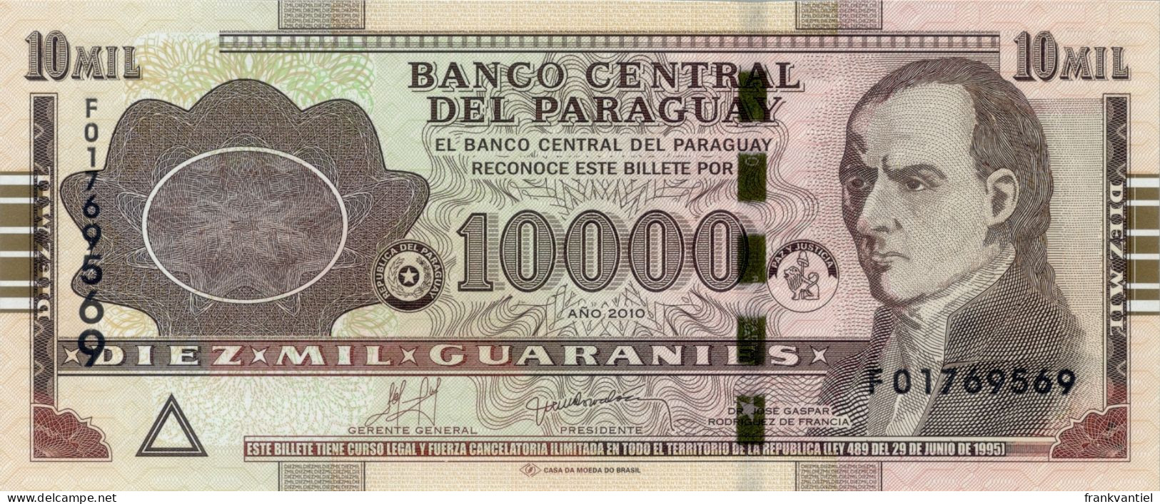 Paraguay P-224d 10000 Guaranies 2010 UNC - Paraguay