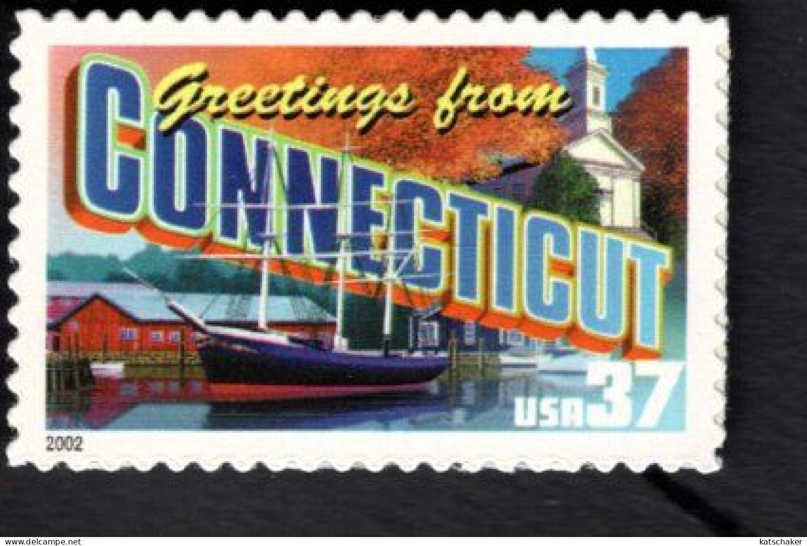 2017228952  2002  SCOTT 3702 (XX) POSTFRIS MINT NEVER HINGED - GREETINGS FROM AMERICA - CONNECTICUT - Ungebraucht