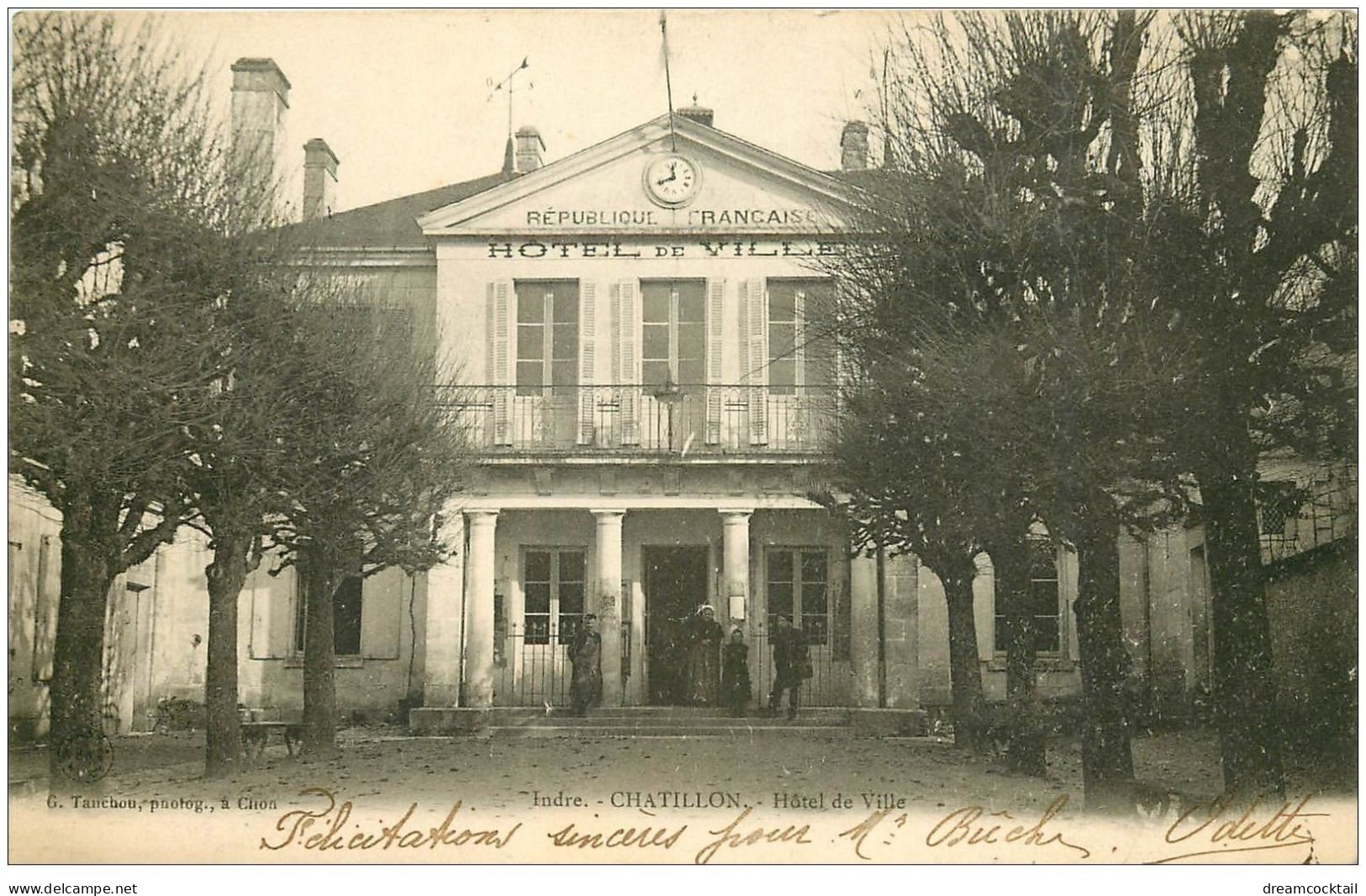 36 CHATILLON. Hôtel De Ville Animé 1904 - Autres & Non Classés