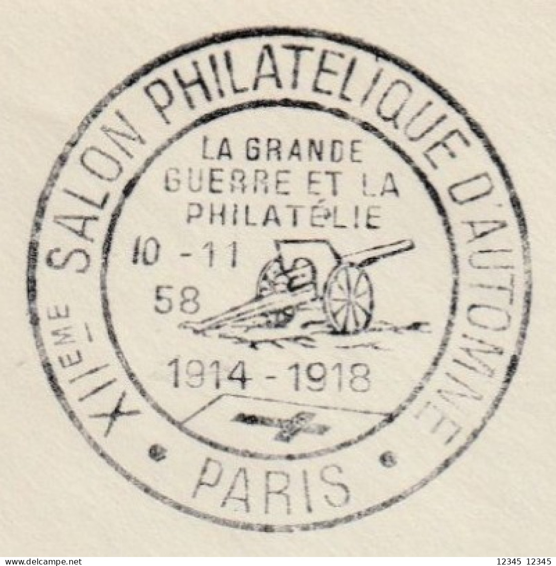 Frankrijk 1958, XIIth Paris Autumn Philatelic Fair,  The Great War And Philately 1914-1918 - Lettres & Documents