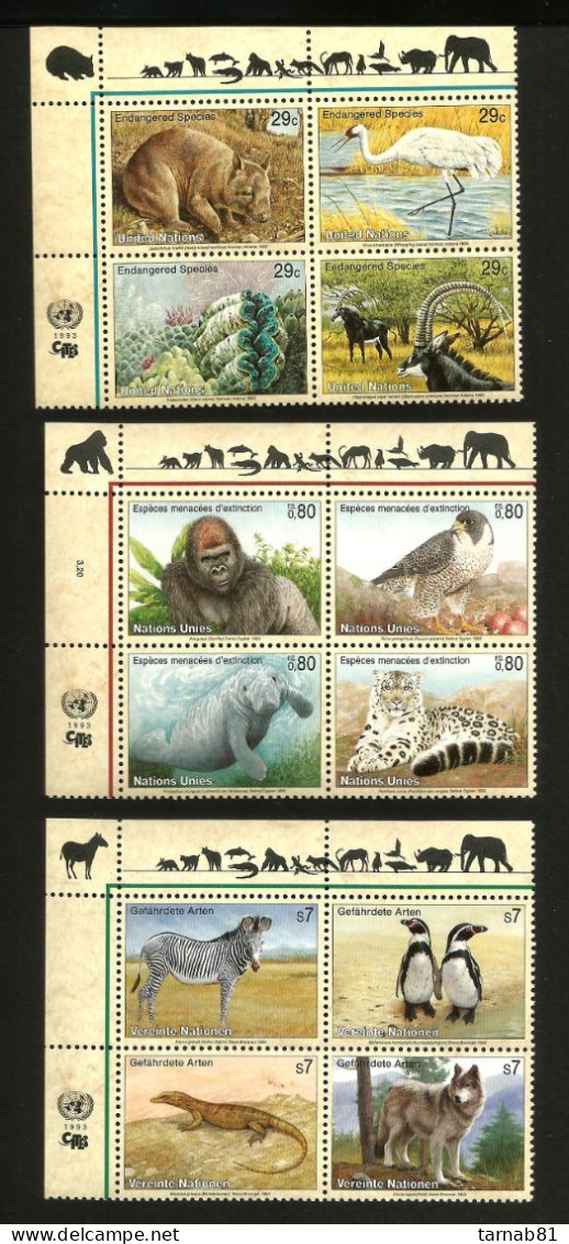 ONU Nations Unies ** Espèces Menacées NY GE Vi 1993   Prix Coûtant - Unused Stamps