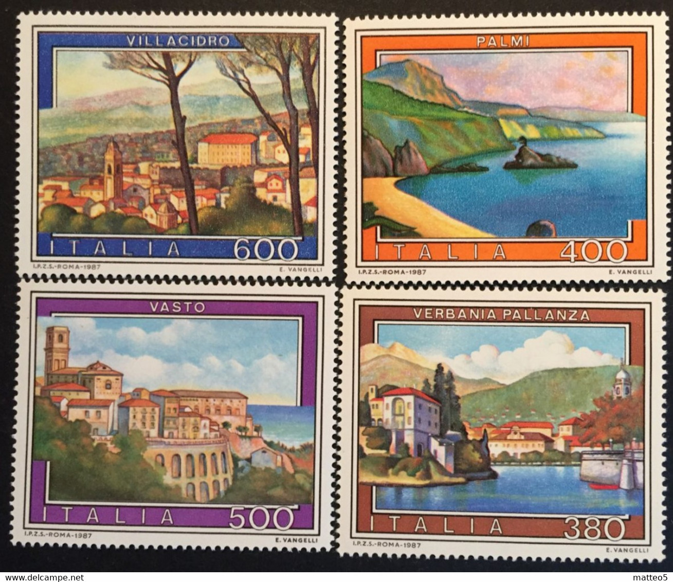 1987 - Italia - Turismo - Verbania Pallanza - Palmi - Vasto - Villacidro - Quatto Valori - Nuovi - 1981-90:  Nuevos